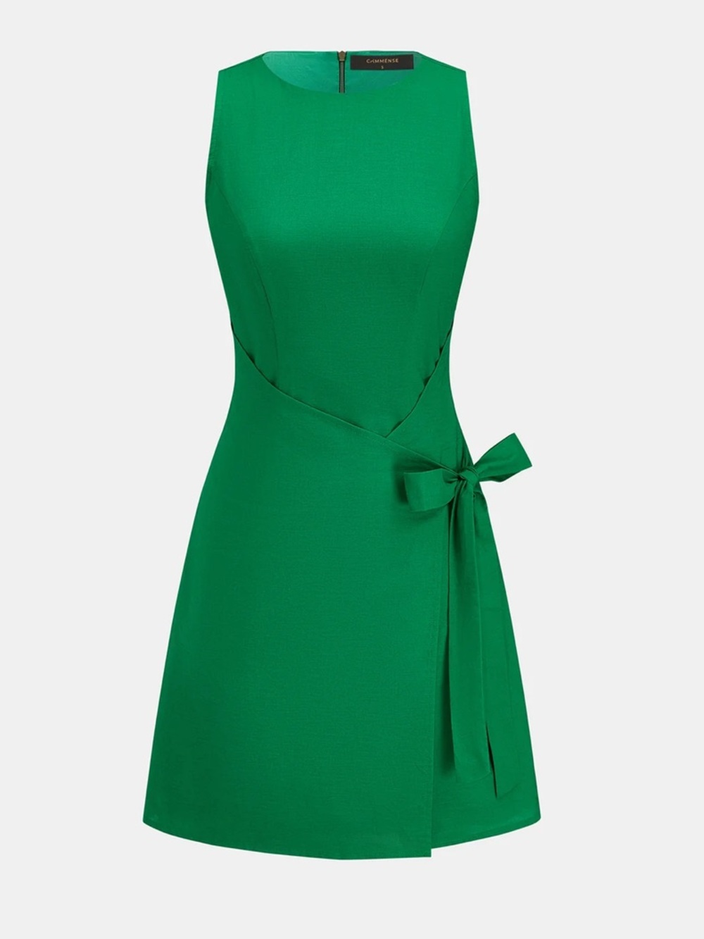 Commense Emerald Green Sleeveless Wrap-Tie Mini Dress